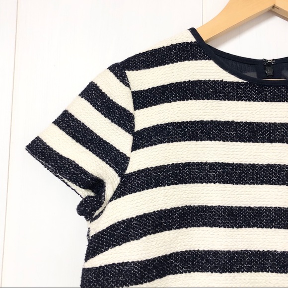 Esprit Navy and Cream Knit Dress with Sheer Trim - Picture 3 of 9